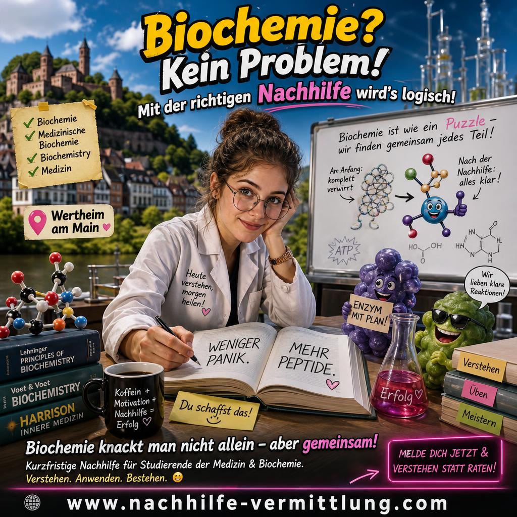 Nachhilfe Biochemie, Medizinische Biochemie, Biochemistry Wertheim Nachhilfe Biochemie, Medizinische Biochemie, Biochemistry Wertheim
