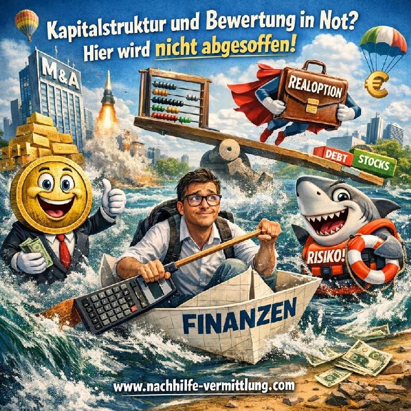 Nachhilfe Finance, Finanzen, Corporate Finance, Kapitalstruktur, Asymmetrische Informationsverteilung, Bewertung, Realoptionen, M&A, Risikomanagement Kahl