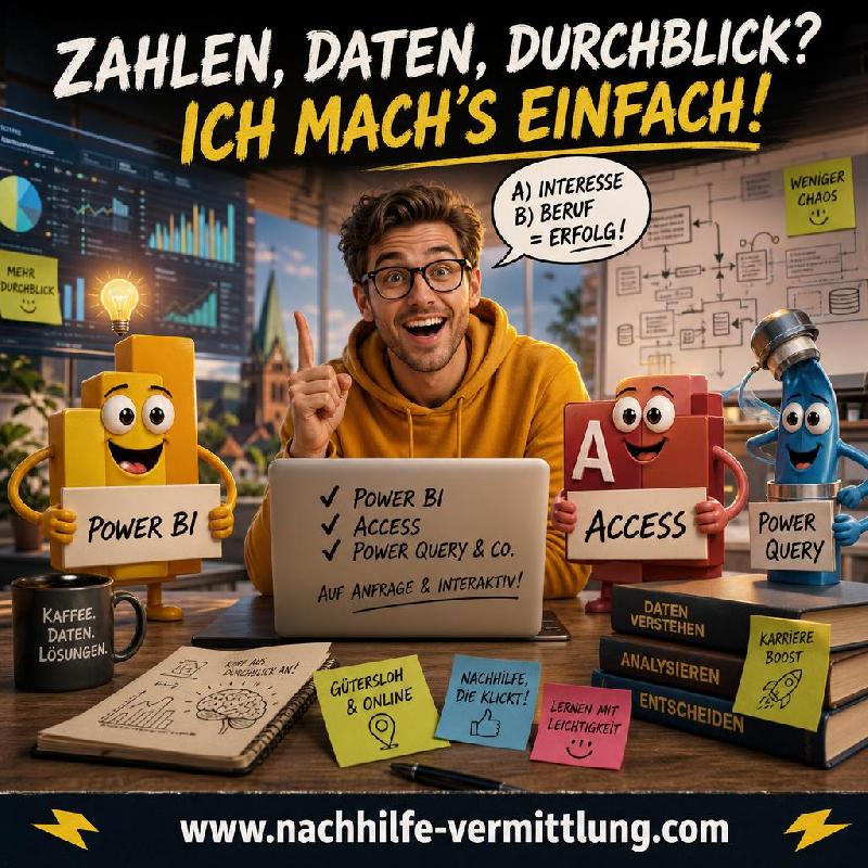 Nachhilfe Power BI, Microsoft Access, Power Query Gütersloh Nachhilfe Power BI, Microsoft Access, Power Query Gütersloh